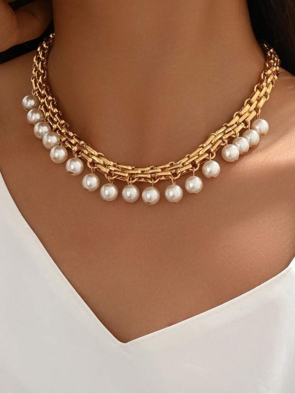 Regency Pearl Drop Collar Necklace